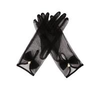 QRBTSCL Ladies Bow Party Sheer Elegant Mesh Short Gloves Wedding Bridesmaids Prom Evening Opera Gloves, black, One size