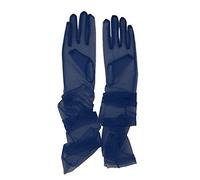 QRBTSCL Women's Tulle Long Wedding Bridal Gloves, 27" Elbow Length, Sheer, Navy Blue, One Size