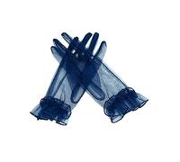 QRBTSCL Women's Vintage 1920s Short Lace Bridal Gloves, Navy, One Size