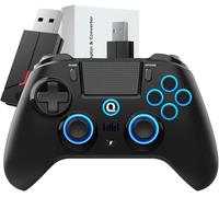 QRD Spark N5 Wireless Controller for PS5 Pro Slim PS4 PS3 PS2 Steam Deck PC Windows Mac iOS Android TV Box, Halleffect Gamepad Joystick with Touchpad, 6 Axis Gyro, Dual Vibration, Mapping, Macro