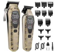Qreeyx Professional Hair Clipper for Men - Cordless Clippers and Trimmers Set, Heavy-Duty Motor Hair Cutting Kits with LED Display, 7000RPM High-Power Motor, USB Charging, Gifts for Men, Bronze