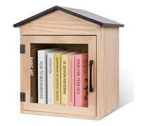 Qrenia Outdoor Library Box Literature Exchange Box Outdoor Book Storage Little Wood Cabinet for DIY, Neighborhoods Community and Schools Sharing Books, Literature and Newspapers Art
