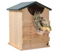Qrenia Wooden Owl House, Large, Handmade, Waterproof, for Screech Owls & Kestrels, Easy Assembly