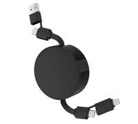 Qreninv 4-in-1 Retractable USB-C to USB-C Cable 100W, Nylon braided Self-Coiling Cord with USB-A & Phone Adapters, Fast Charging & Data Sync for McBook, Pad, Smsung, Ga|axy, Black