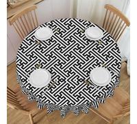 qrESONES Sayagata Traditional Chinese Pattern Abstract Backgroundss,Washable Wrinkle-Free Table Cover for Picnic Camping Party Dining Round Tablecloth 60 Inch