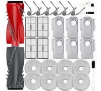 Qrevo Edge 2 Accessories Kit for Roborock Saros 20 Neo/Qrevo Curv 2 Pro/Saros 20/Qrevo 2 Pro/Saros 10R Robot Vacuum, 29 PCS Replacement Parts:2 Main Brushes,4 HEPA Filters,8 Mop Pads,6 Side Brushes