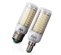 QREZ E27/E14 LED Corn Light Bulb, 3W-5W LED Bulb Whole Body Hight Brightness LED Corn Lamp AC220V-240V for Outdoor Indoor Garage Warehouse High Bay Barn Backyard And More, 2PCS,Cold White,E14 4.3W