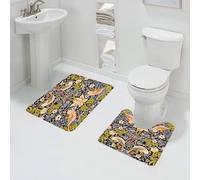 QRFASFZO 2 piece bath mat set Non-sliding bathroom cushion water absorption bathtub machine washable carpet toilet floor,William Morris's famous Strawberry Thief pattern (1883).