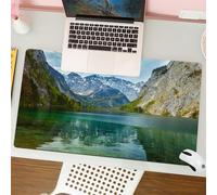 QRFASFZO Mouse Pad 31.5 × 12 inch Extended Large Mouse Mat Desk Pad, Stitched Edges Mousepad,Non-Slip Rubber Base,Landscape, Serene Obersee mountain lake in the valley of the Alps,Gaming Mouse Pad XL