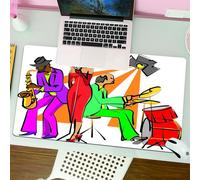 QRFASFZO Mouse Pad 31.5 × 12 inch Extended Large Mouse Mat Desk Pad, Stitched Edges Mousepad,Non-Slip Rubber Base,Jazz Music Decor,Jazz Band Playing on the Stage with a Stylish Si,Gaming Mouse Pad XL