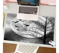 QRFASFZO Mouse Pad 31.5 × 12 inch Extended Large Mouse Mat Desk Pad, Stitched Edges Mousepad,Non-Slip Rubber Base,group of bats flying through the trees in the forest at the full,Gaming Mouse Pad XL