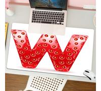 QRFASFZO Mouse Pad 31.5 × 12 inch Extended Large Mouse Mat Desk Pad, Stitched Edges Mousepad,Non-Slip Rubber Base,Creative design of strawberry letters, letter W shape with seeds,Gaming Mouse Pad XL