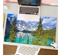 QRFASFZO Mouse Pad 31.5 × 12 inch Extended Large Mouse Mat Desk Pad, Stitched Edges Mousepad,Non-Slip Rubber Base,Landscape, Moraine Lake Rocky Mountains Kan, Heat Resistant Place,Gaming Mouse Pad XL
