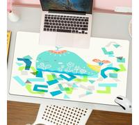 QRFASFZO Mouse Pad 31.5 × 12 inch Extended Large Mouse Mat Desk Pad, Stitched Edges Mousepad,Non-Slip Rubber Base,Whale decoration, illustration of whale with cute geometric,Gaming Mouse Pad XL