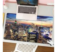 QRFASFZO Mouse Pad 31.5 × 12 inch Extended Large Mouse Mat Desk Pad, Stitched Edges Mousepad,Non-Slip Rubber Base,New York City skyline with urban skyscrapers at sunset.,Gaming Mouse Pad XL