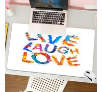 QRFASFZO Mouse Pad 31.5 × 12 inch Extended Large Mouse Mat Desk Pad, Stitched Edges Mousepad,Non-Slip Rubber Base,Live Laugh Love Decor,Watercolor Splash Paint Art Letters Joyous,Gaming Mouse Pad XL