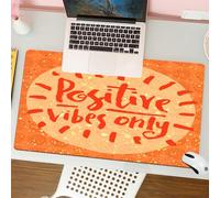QRFASFZO Mouse Pad 31.5 × 12 inch Extended Large Mouse Mat Desk Pad, Stitched Edges Mousepad,Non-Slip Rubber Base,Positive Vibes Only Hand Lettering Quote on Doodle Background,Gaming Mouse Pad XL