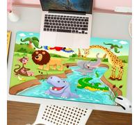 QRFASFZO Mouse Pad 31.5 × 12 inch Extended Large Mouse Mat Desk Pad, Stitched Edges Mousepad,Non-Slip Rubber Base,Joyful safari party animals frolic in lush oasis,Gaming Mouse Pad XL