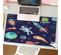 QRFASFZO Mouse Pad 31.5 × 12 inch Extended Large Mouse Mat Desk Pad, Stitched Edges Mousepad,Non-Slip Rubber Base,Space theme, children's future universe design doodle with spaces,Gaming Mouse Pad XL