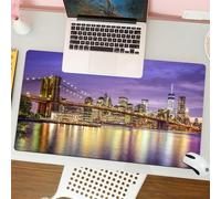 QRFASFZO Mouse Pad 31.5 × 12 inch Extended Large Mouse Mat Desk Pad, Stitched Edges Mousepad,Non-Slip Rubber Base,New York, NYC exquisite Skyline Manhattan Broadway old,Gaming Mouse Pad XL