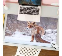 QRFASFZO Mouse Pad 31.5 × 12 inch Extended Large Mouse Mat Desk Pad, Stitched Edges Mousepad,Non-Slip Rubber Base,red fox in the snow,Gaming Mouse Pad XL