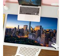 QRFASFZO Mouse Pad 31.5 × 12 inch Extended Large Mouse Mat Desk Pad, Stitched Edges Mousepad,Non-Slip Rubber Base,City，Manhattan at dusk, towering buildings are framed by soft lig,Gaming Mouse Pad XL