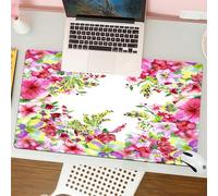 QRFASFZO Mouse Pad 31.5 × 12 inch Extended Large Mouse Mat Desk Pad, Stitched Edges Mousepad,Non-Slip Rubber Base,Watercolor Flower Decor,Fresh Curly Willow and Dahlia Floral Summ,Gaming Mouse Pad XL