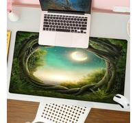 QRFASFZO Mouse Pad 31.5 × 12 inch Extended Large Mouse Mat Desk Pad, Stitched Edges Mousepad,Non-Slip Rubber Base,The Secret Path in the Forest under Moonlight,Mysterious Forest a,Gaming Mouse Pad XL