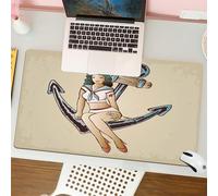 QRFASFZO Mouse Pad 31.5 × 12 inch Extended Large Mouse Mat Desk Pad, Stitched Edges Mousepad,Non-Slip Rubber Base,Vintage pinup sailor girl sitting on an anchor tattoo ideas Pin u,Gaming Mouse Pad XL