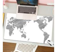 QRFASFZO Mouse Pad 31.5 × 12 inch Extended Large Mouse Mat Desk Pad, Stitched Edges Mousepad,Non-Slip Rubber Base,Sketch style world map, black sketched world map, capture the ess,Gaming Mouse Pad XL
