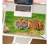 QRFASFZO Mouse Pad 31.5 × 12 inch Extended Large Mouse Mat Desk Pad, Stitched Edges Mousepad,Non-Slip Rubber Base,Secret tiger in the grass, vigilant gaze of the grass tiger, tige,Gaming Mouse Pad XL
