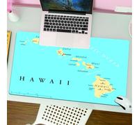 QRFASFZO Mouse Pad 31.5 × 12 inch Extended Large Mouse Mat Desk Pad, Stitched Edges Mousepad,Non-Slip Rubber Base,Hawaiian Decorations,Map of Hawaii Islands with Capital Honolu,Gaming Mouse Pad XL