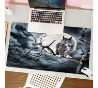 QRFASFZO Mouse Pad 31.5 × 12 inch Extended Large Mouse Mat Desk Pad, Stitched Edges Mousepad,Non-Slip Rubber Base,Owl Perching On A Tree Against The Moon,Gaming Mouse Pad XL
