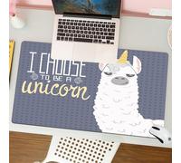 QRFASFZO Mouse Pad 31.5 × 12 inch Extended Large Mouse Mat Desk Pad, Stitched Edges Mousepad,Non-Slip Rubber Base,Cartoon animal, llama with unicorn horns, next to the phrase I ch,Gaming Mouse Pad XL