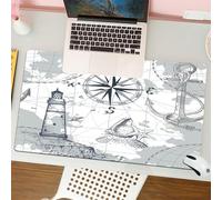 QRFASFZO Mouse Pad 31.5 × 12 inch Extended Large Mouse Mat Desk Pad, Stitched Edges Mousepad,Non-Slip Rubber Base,Artistic arrangement of nautical themes, lighthouses, compass, an,Gaming Mouse Pad XL