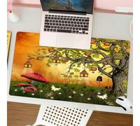 QRFASFZO Mouse Pad 31.5 × 12 inch Extended Large Mouse Mat Desk Pad, Stitched Edges Mousepad,Non-Slip Rubber Base,Fantasy decor, wonderland forest with fairies butterflies elf,Gaming Mouse Pad XL