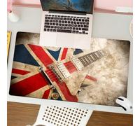 QRFASFZO Mouse Pad 31.5 × 12 inch Extended Large Mouse Mat Desk Pad, Stitched Edges Mousepad,Non-Slip Rubber Base,Music Grunge British Pop Guitar Rock London Jack Union Brit Flag,Gaming Mouse Pad XL