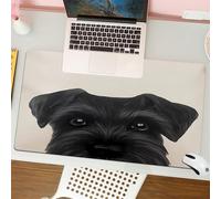 QRFASFZO Mouse Pad 31.5 × 12 inch Extended Large Mouse Mat Desk Pad, Stitched Edges Mousepad,Non-Slip Rubber Base,black dog coated with soft fur and affectionate eyes sitting on a,Gaming Mouse Pad XL