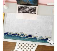 QRFASFZO Mouse Pad 31.5 × 12 inch Extended Large Mouse Mat Desk Pad, Stitched Edges Mousepad,Non-Slip Rubber Base,Japanese wave, aquatic eddy flying birds of the ocean Ukiyo,Gaming Mouse Pad XL