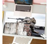 QRFASFZO Mouse Pad 31.5 × 12 inch Extended Large Mouse Mat Desk Pad, Stitched Edges Mousepad,Non-Slip Rubber Base,Army Sniper Warrior Targeting on Roof during the Operation Comman,Gaming Mouse Pad XL