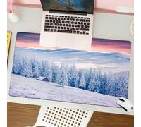 QRFASFZO Mouse Pad 31.5 × 12 inch Extended Large Mouse Mat Desk Pad, Stitched Edges Mousepad,Non-Slip Rubber Base,Winter, sunrise in the winter landscape, heat-resistant placemats,Gaming Mouse Pad XL