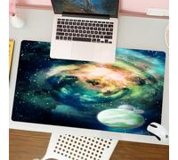 QRFASFZO Mouse Pad 31.5 × 12 inch Extended Large Mouse Mat Desk Pad, Stitched Edges Mousepad,Non-Slip Rubber Base,Outer space, spiral Andromeda galaxy with planets mystic Ko,Gaming Mouse Pad XL