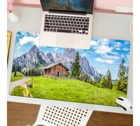 QRFASFZO Mouse Pad 31.5 × 12 inch Extended Large Mouse Mat Desk Pad, Stitched Edges Mousepad,Non-Slip Rubber Base,Panoramic view of the picturesque landscape in the Alps with a tr,Gaming Mouse Pad XL