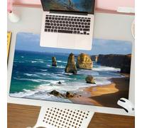 QRFASFZO Mouse Pad 31.5 × 12 inch Extended Large Mouse Mat Desk Pad, Stitched Edges Mousepad,Non-Slip Rubber Base,Beach, towering rocks and the twelve apostles on the magnificent,Gaming Mouse Pad XL