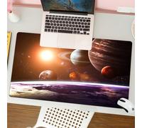 QRFASFZO Mouse Pad 31.5 × 12 inch Extended Large Mouse Mat Desk Pad, Stitched Edges Mousepad,Non-Slip Rubber Base,Galaxy Set,Space Theme Print View of The Planets from a,Gaming Mouse Pad XL