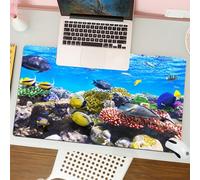 QRFASFZO Mouse Pad 31.5 × 12 inch Extended Large Mouse Mat Desk Pad, Stitched Edges Mousepad,Non-Slip Rubber Base,Ocean,Tropical Corals Fish School Natural Life in Shallow Underwa,Gaming Mouse Pad XL