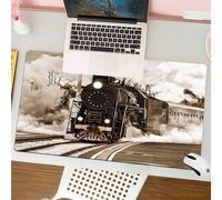 QRFASFZO Mouse Pad 31.5 × 12 inch Extended Large Mouse Mat Desk Pad, Stitched Edges Mousepad,Non-Slip Rubber Base,Retro steam train departs from the station.,Gaming Mouse Pad XL