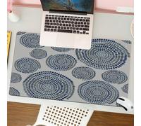 QRFASFZO Mouse Pad 31.5 × 12 inch Extended Large Mouse Mat Desk Pad, Stitched Edges Mousepad,Non-Slip Rubber Base,Grey Blue,Traditional African Folklore Inspired Spiral Do1,Gaming Mouse Pad XL