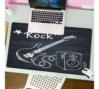QRFASFZO Mouse Pad 31.5 × 12 inch Extended Large Mouse Mat Desk Pad, Stitched Edges Mousepad,Non-Slip Rubber Base,Guitar, Sound box on the theme of the sketch on the theme of rock,Gaming Mouse Pad XL