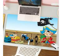 QRFASFZO Mouse Pad 31.5 × 12 inch Extended Large Mouse Mat Desk Pad, Stitched Edges Mousepad,Non-Slip Rubber Base,Pirate,Funny Pirate Boy Kid on Ship Deck Journey Dangerous Advent,Gaming Mouse Pad XL